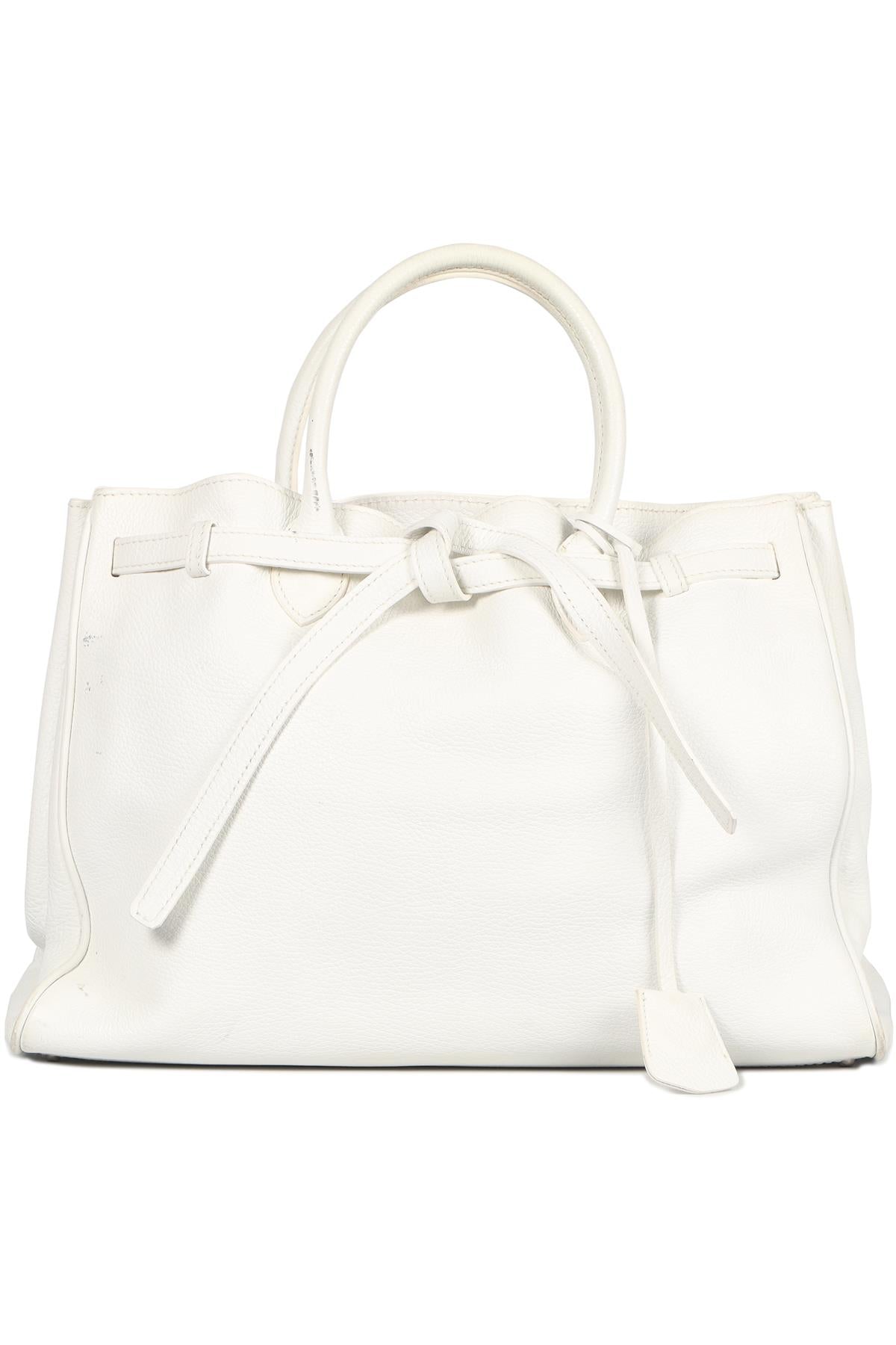 BAMFORD WHITE LEATHER TOTE BAG