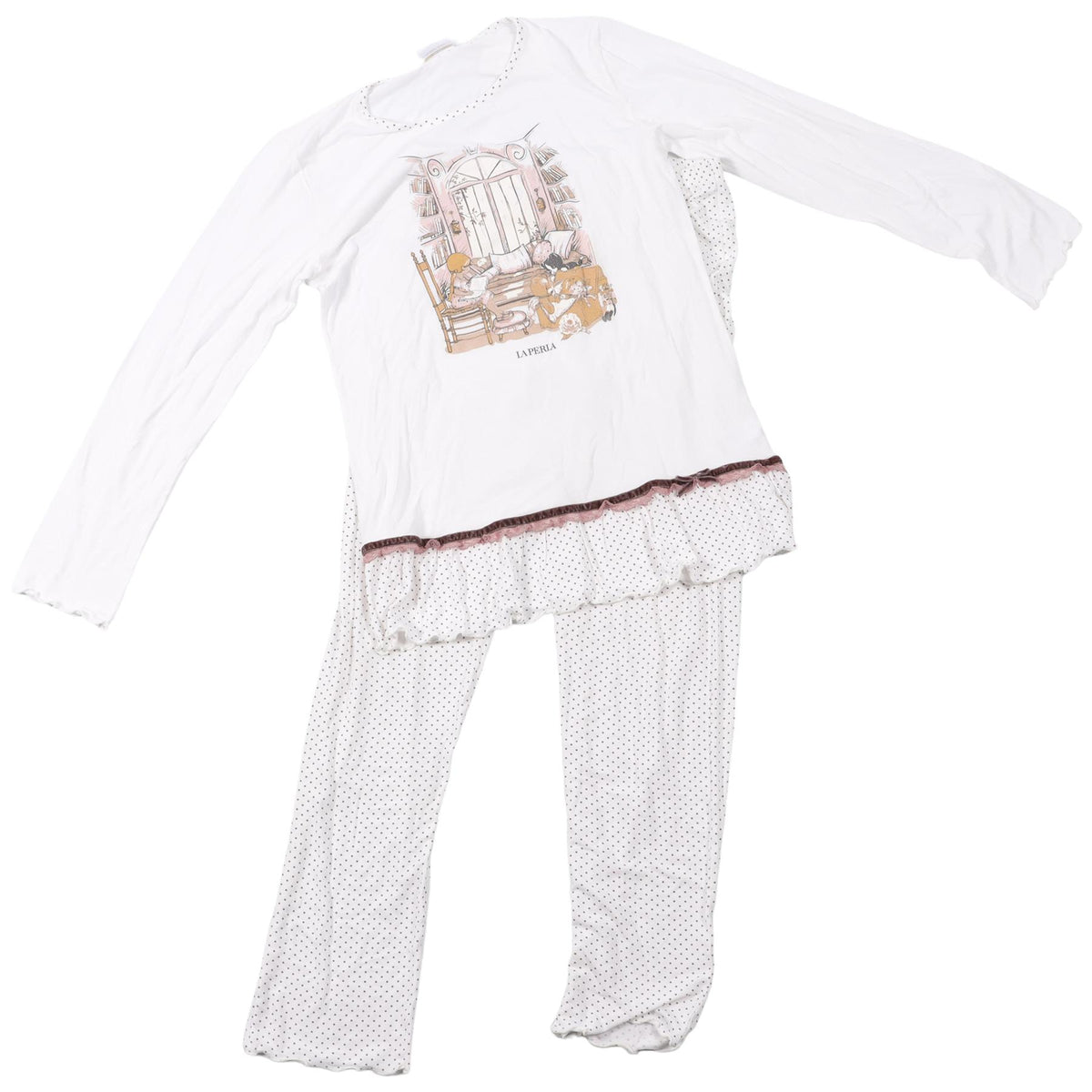 LA PERLA WHITE KIDS GIRLS PYJAMA SET 12 YEARS