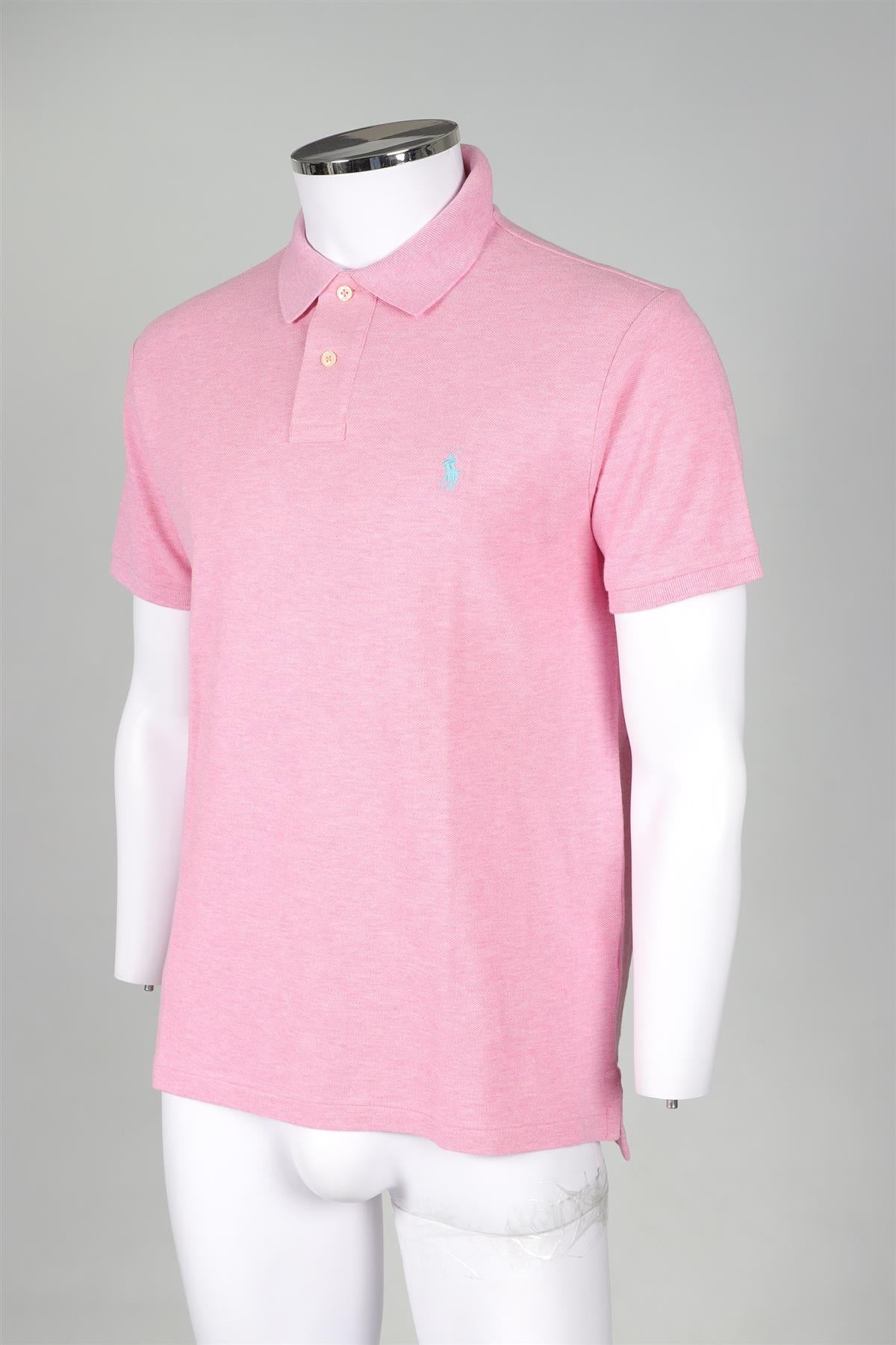 POLO RALPH LAUREN PINK MEN'S COTTON POLO SHIRT LARGE