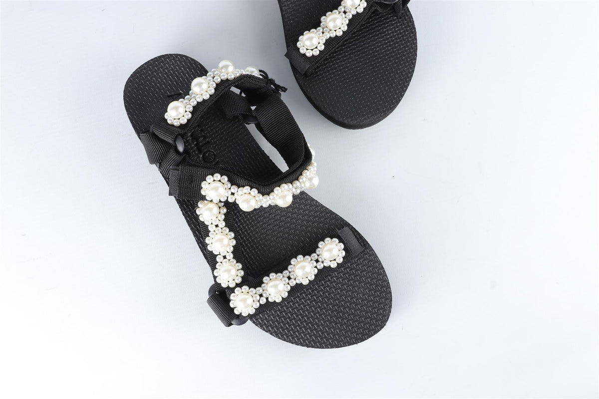 ARIZONA LOVE BLACK PEARL AND RUBBER SANDALS EU 38 UK 5 US 8
