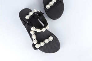 ARIZONA LOVE BLACK PEARL AND RUBBER SANDALS EU 38 UK 5 US 8