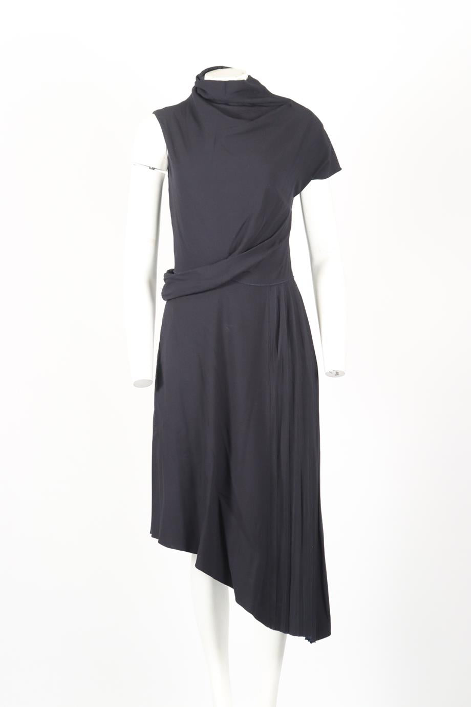 CARVEN DRAPED WOOL BLEND MIDI DRESS FR 38 UK 10