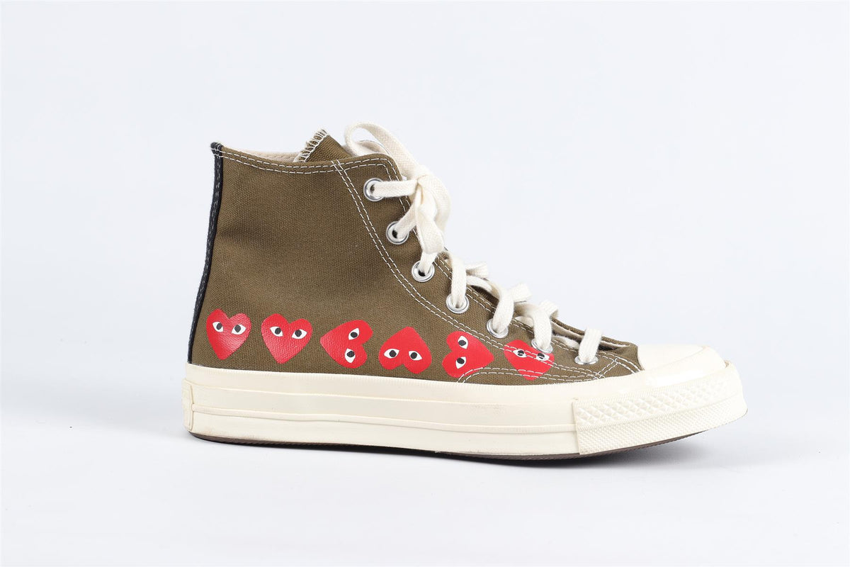 CONVERSE + COMME DES GARÇONS GREEN CANVAS SNEAKERS EU 39 UK 6 US 8