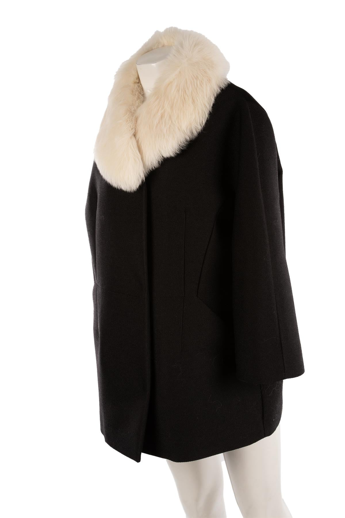 PRADA BLACK WOOL COAT IT 44 UK 12