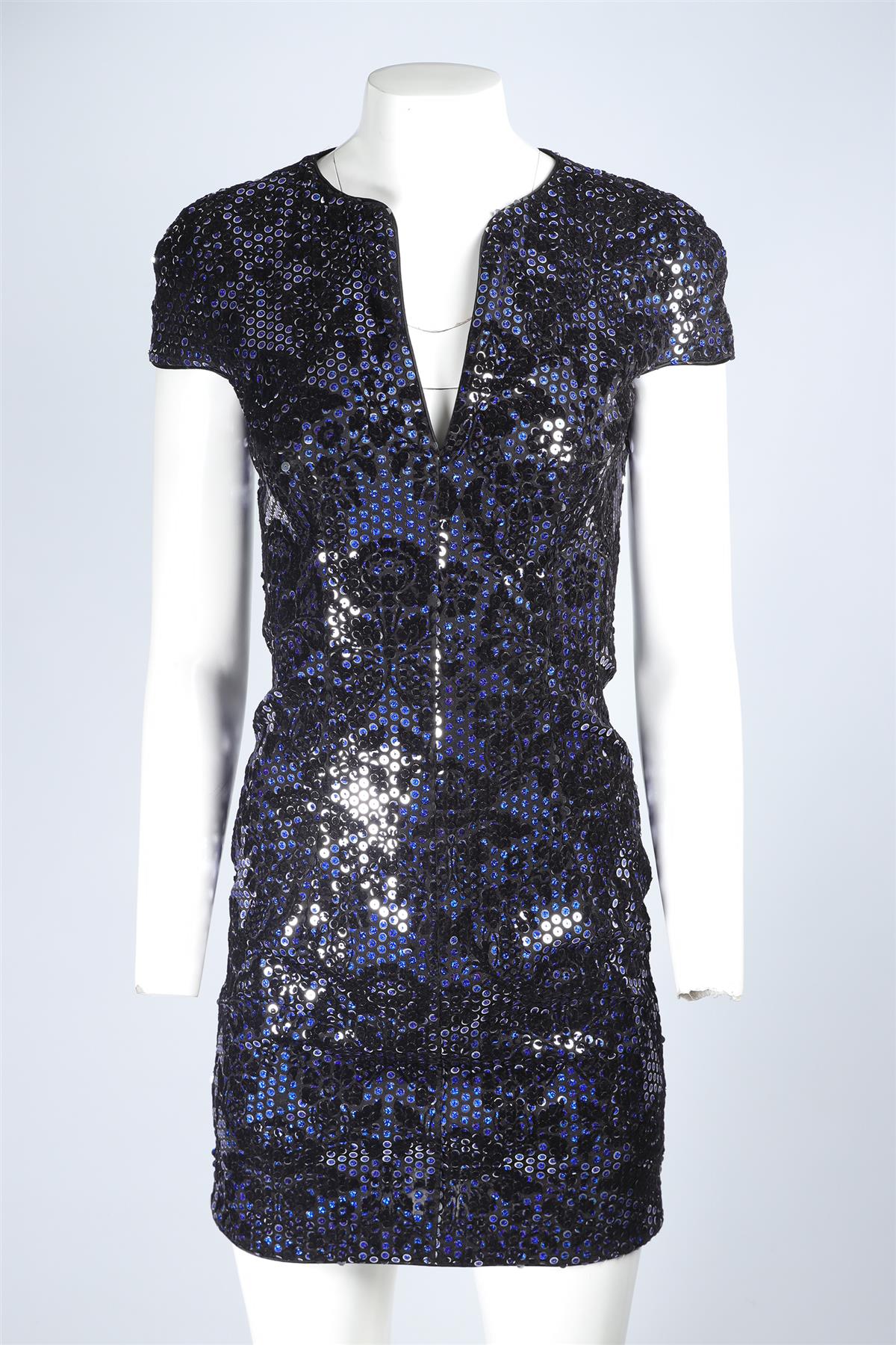 JUST CAVALLI BLUE SEQUIN MINI DRESS SMALL