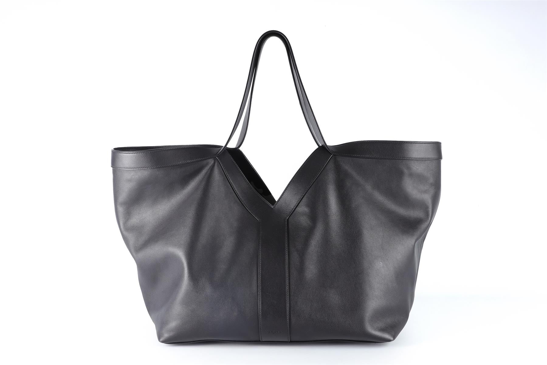 SAINT LAURENT BLACK Y LEATHER TOTE BAG