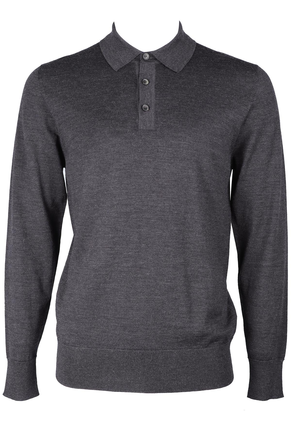 MR. P GREY MEN'S WOOL POLO SHIRT MEDIUM