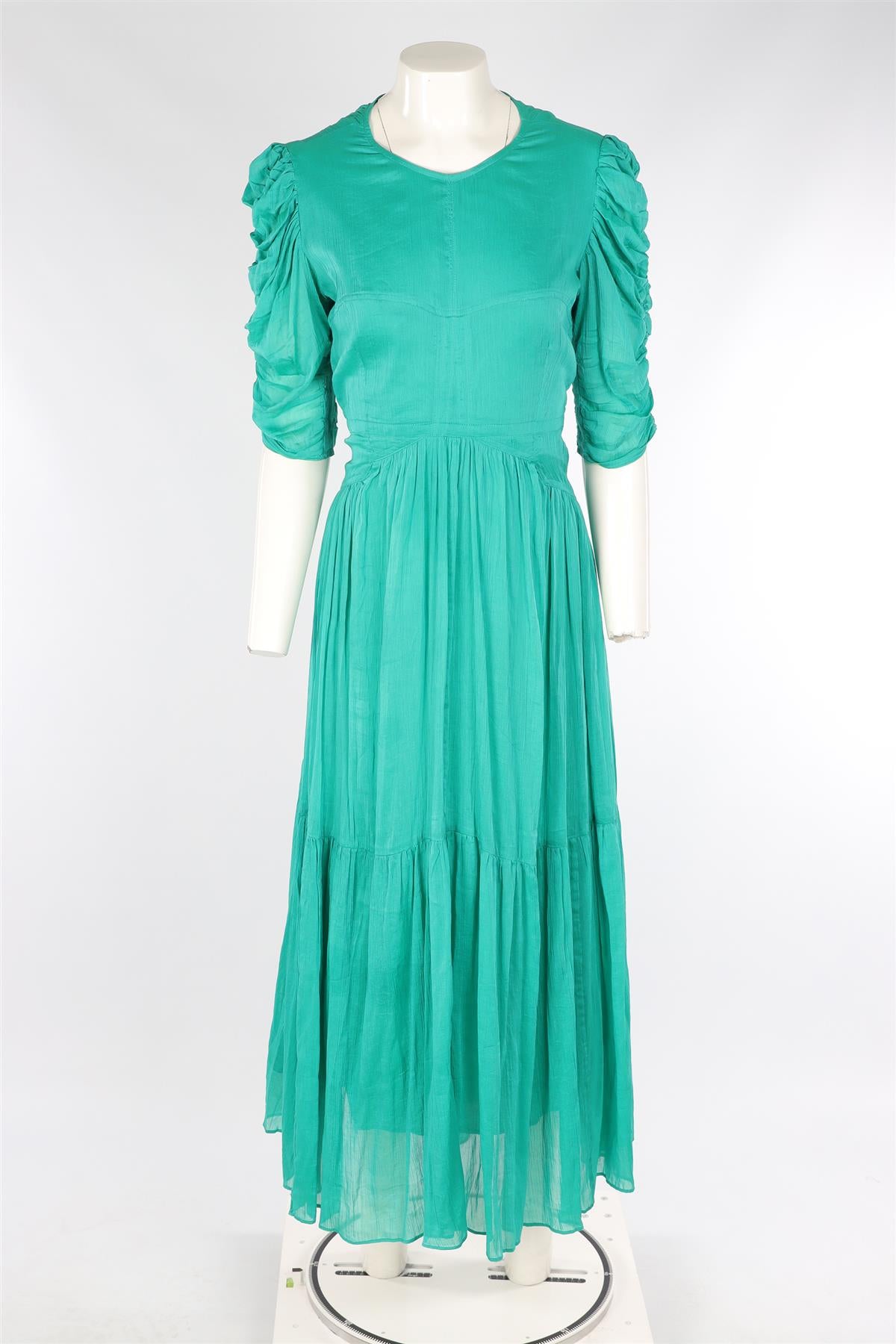 ISABEL MARANT GREEN SILK MAXI DRESS FR 44 UK 16