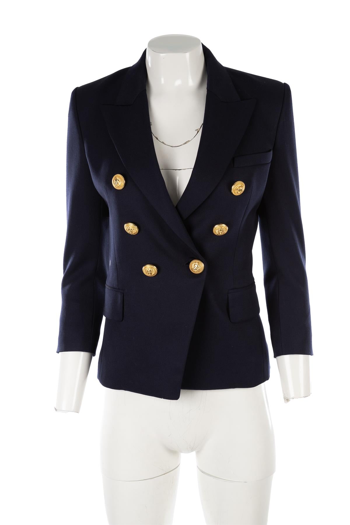 BALMAIN NAVY WOOL BLAZER FR 36 UK 8