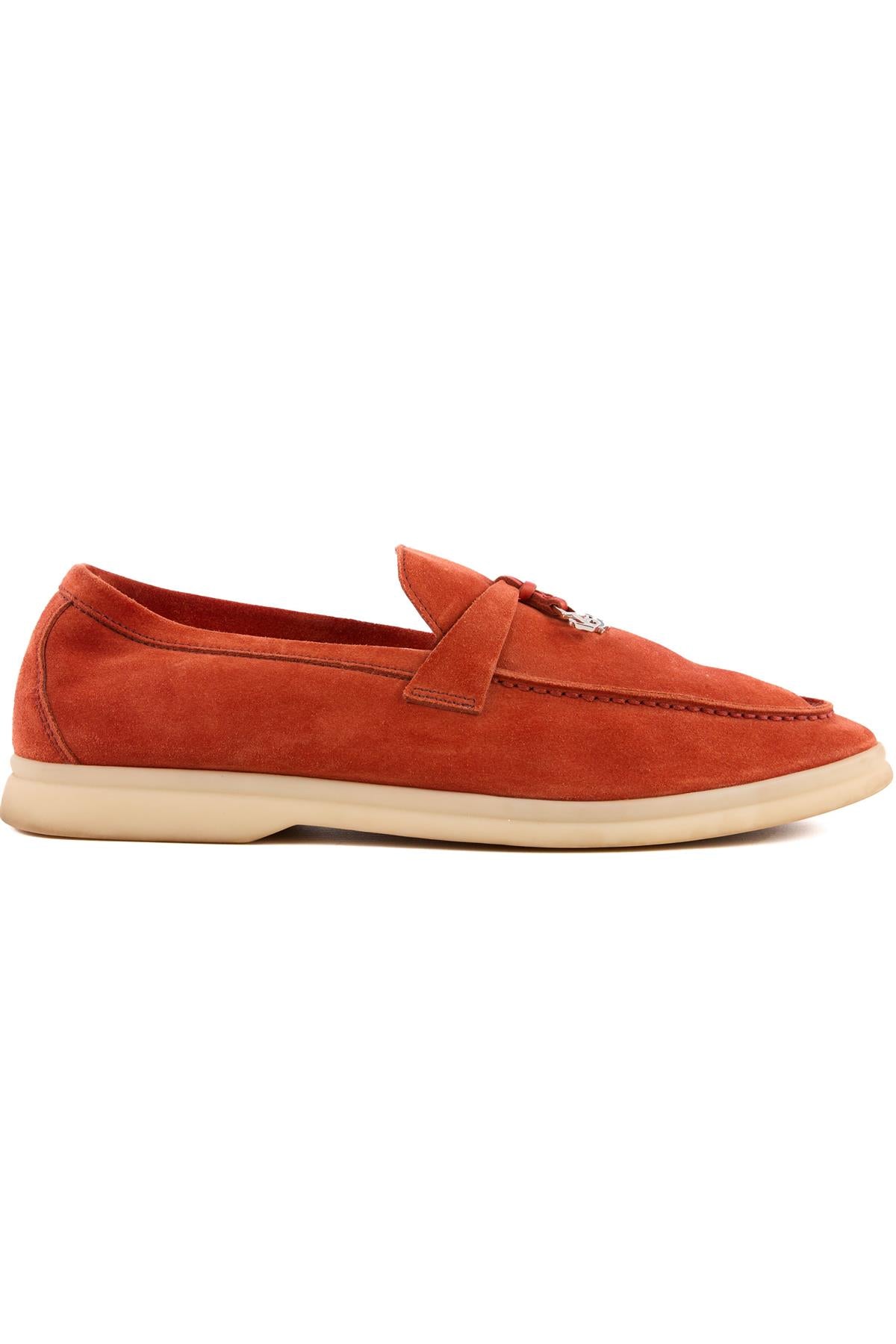 LORA PIANA ORANGE SUMMER CHARMS WALK SUEDE LOAFERS EU 40 UK 7 US 10