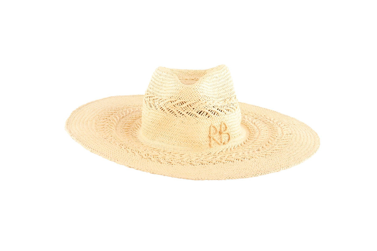 RUSLAN BAGINSKIY BEIGE STRAW HAT SMALL