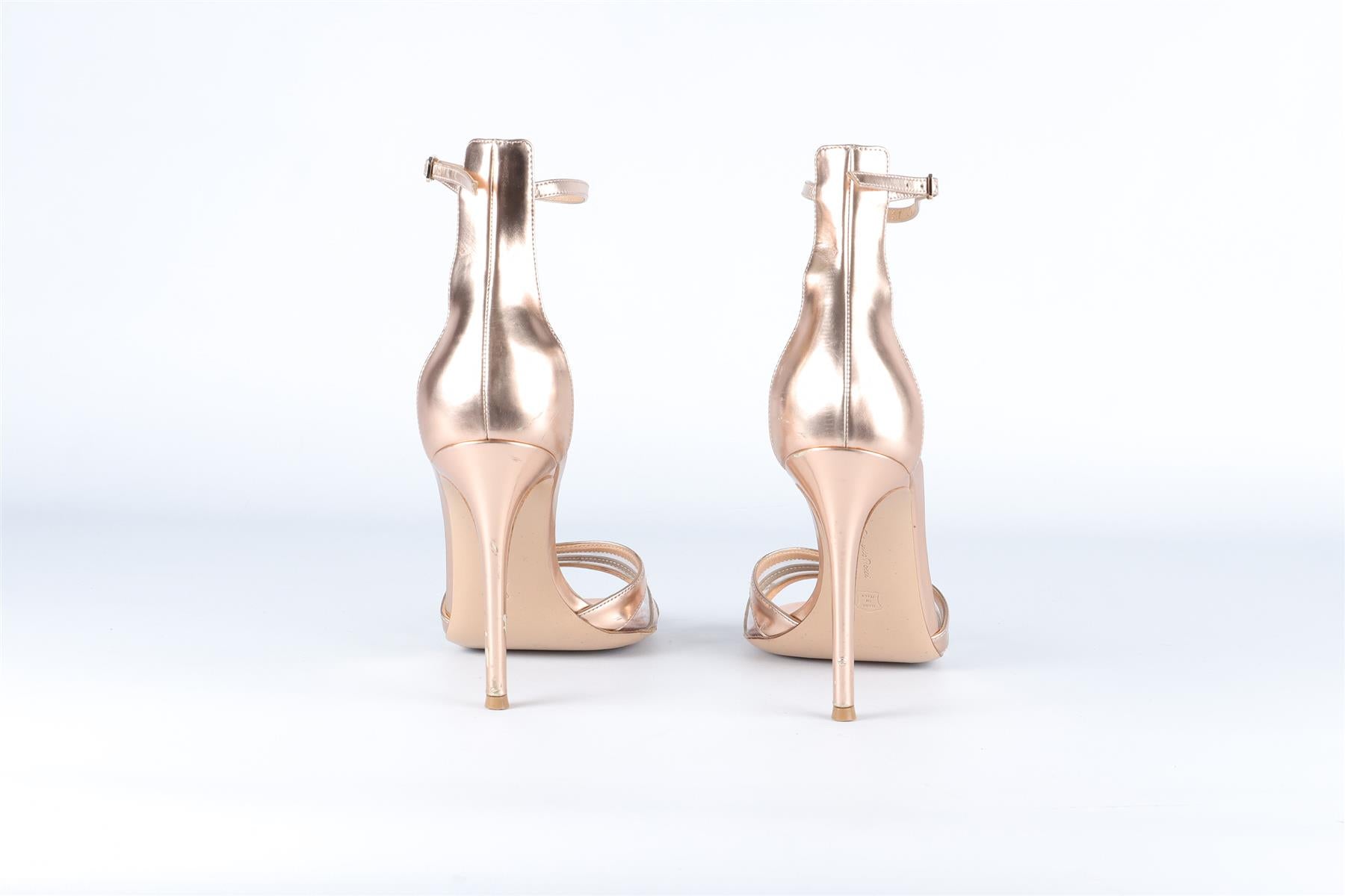 GIANVITO ROSSI GOLD LEATHER SANDALS EU 38 UK 5 US 8