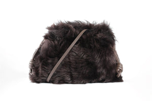 LOEWE BROWN FLAMENCO SHEARLING SHOULDER BAG