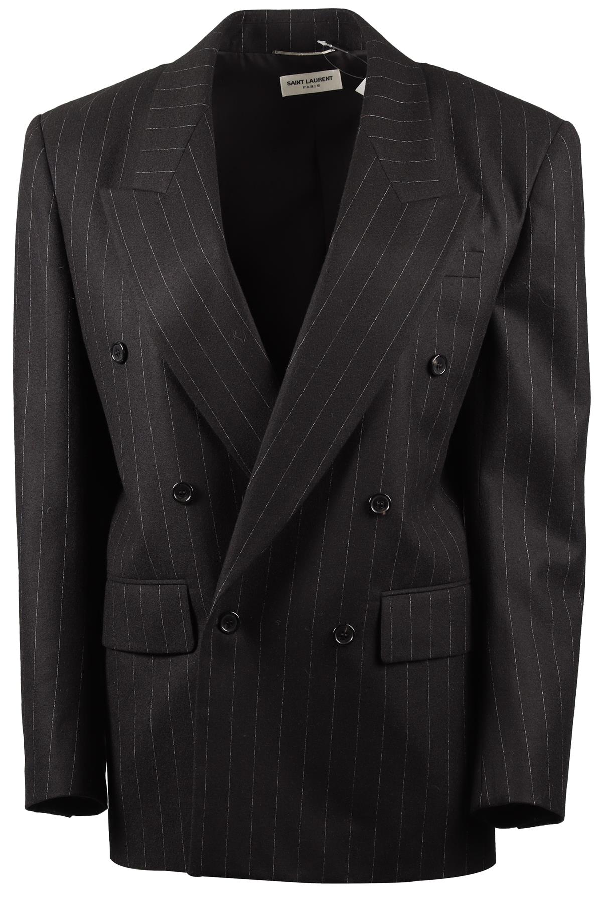 SAINT LAURENT BLACK WOOL BLEND BLAZER FR 46 UK 18