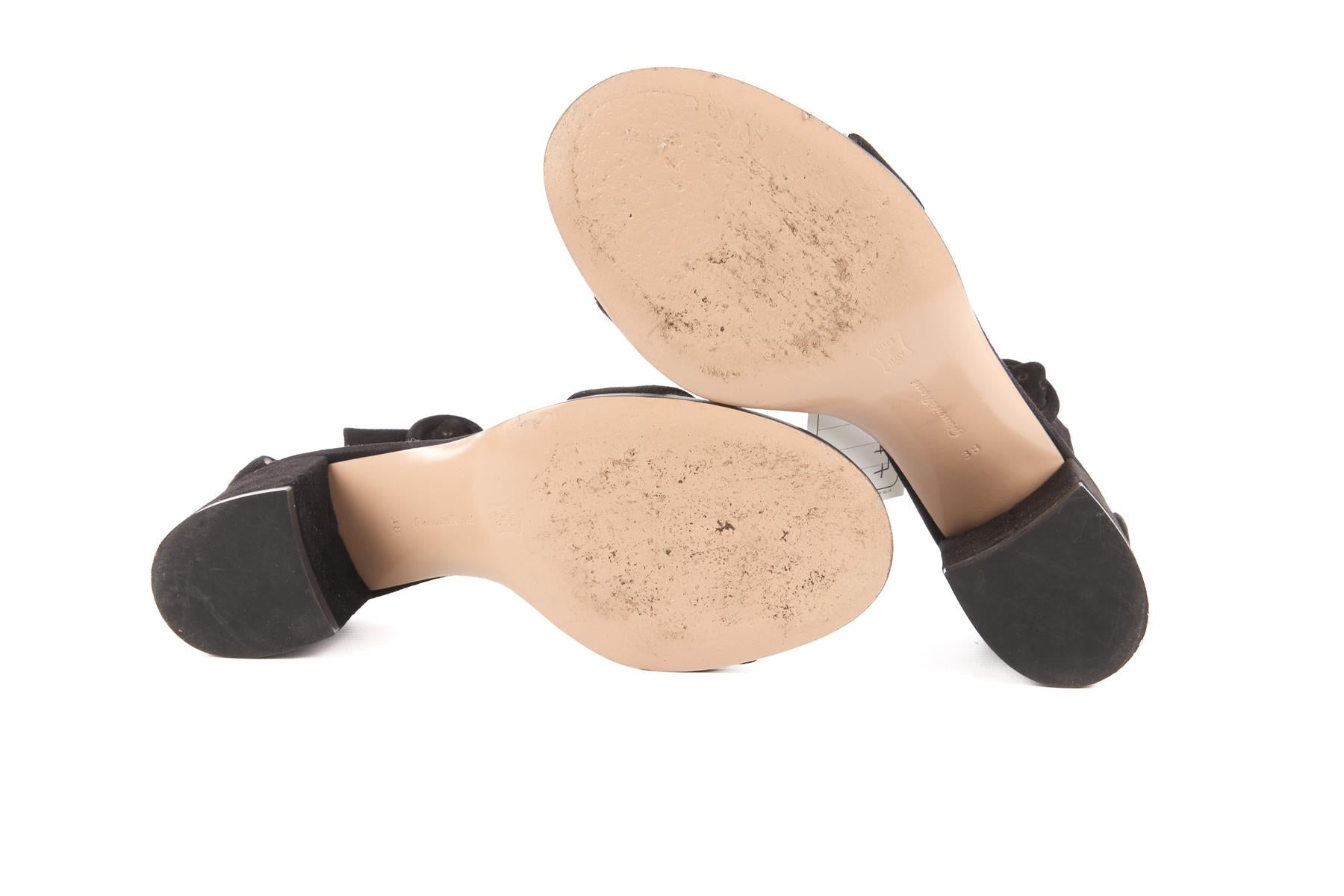 GIANVITO ROSSI BLACK SUEDE SANDALS EU 38 UK 5 US 8