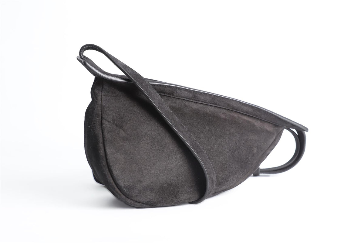 THE ROW BLACK SLOUCHY BANANA SMALL SUEDE SHOULDER BAG