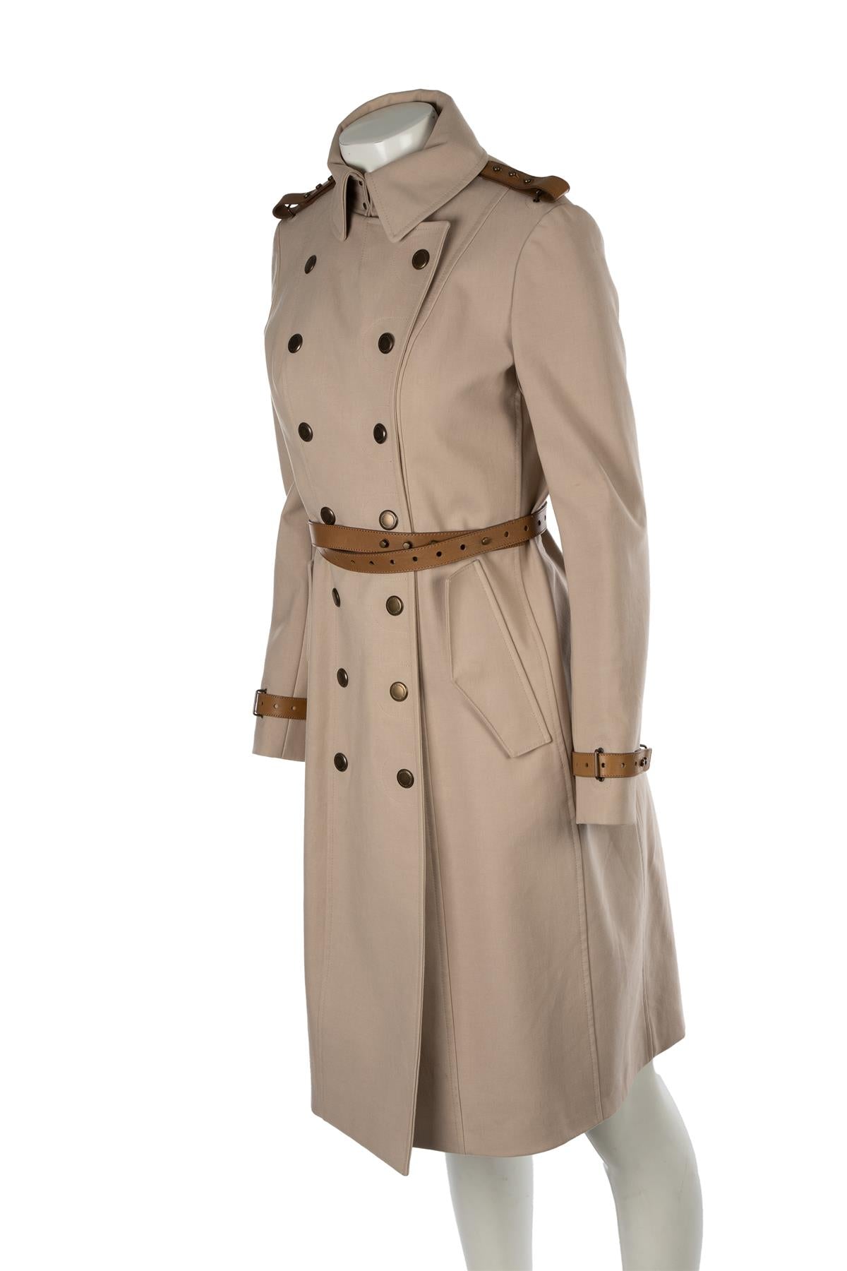 BURBERRY PRORSUM TAUPE COTTON TRENCH COAT IT 40 UK 8