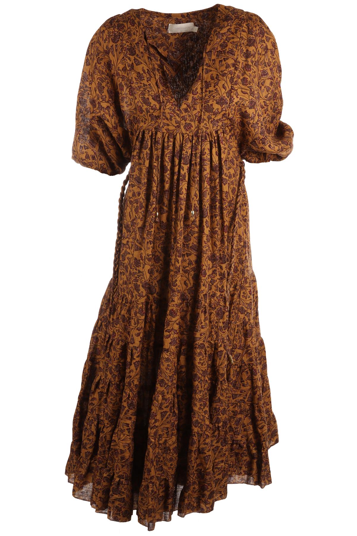 ZIMMERMANN BROWN COTTON MINI DRESS 0 UK 8