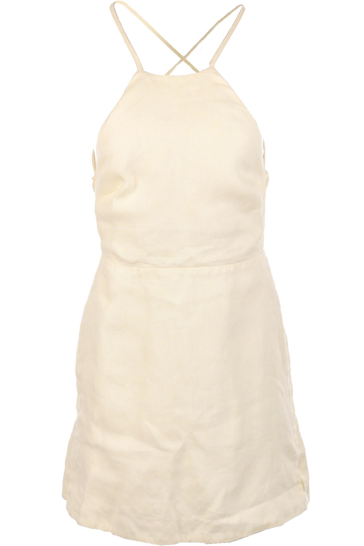 BONDI BORN YELLOW LINEN MINI DRESS XSMALL