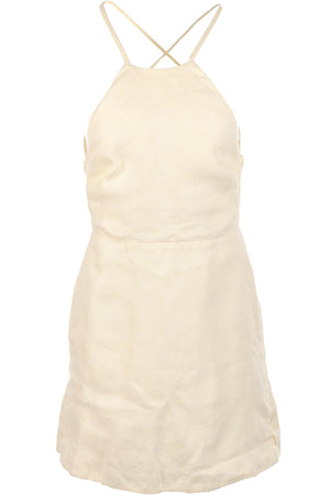 BONDI BORN YELLOW LINEN MINI DRESS XSMALL