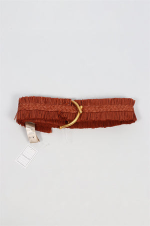 JOHANNA ORTIZ ORANGE STRAW AND LEATHER WAIST BELT LARGE