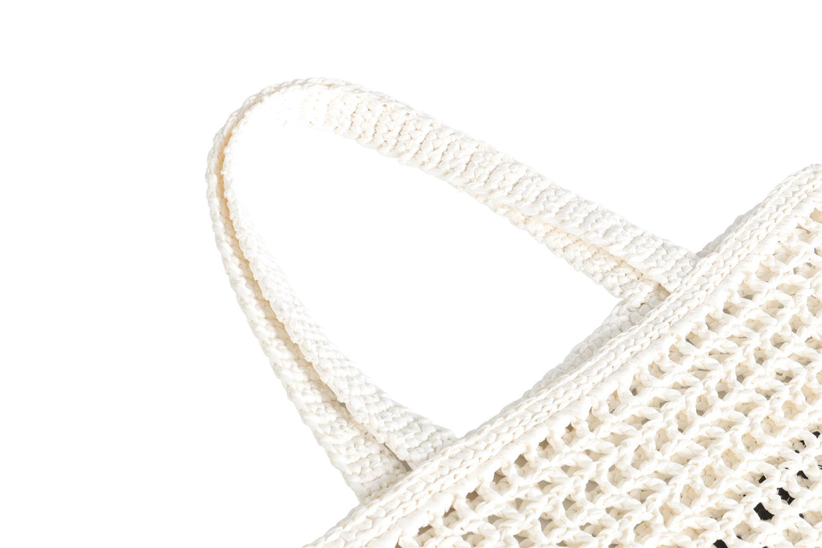 PRADA WHITE RAFFIA TOTE BAG