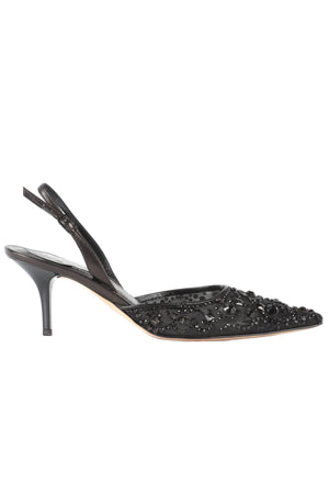 RENÉ  CAOVILLA BLACK LEATHER SLINGBACK PUMPS EU 36.5 UK 3.5 US 6.5