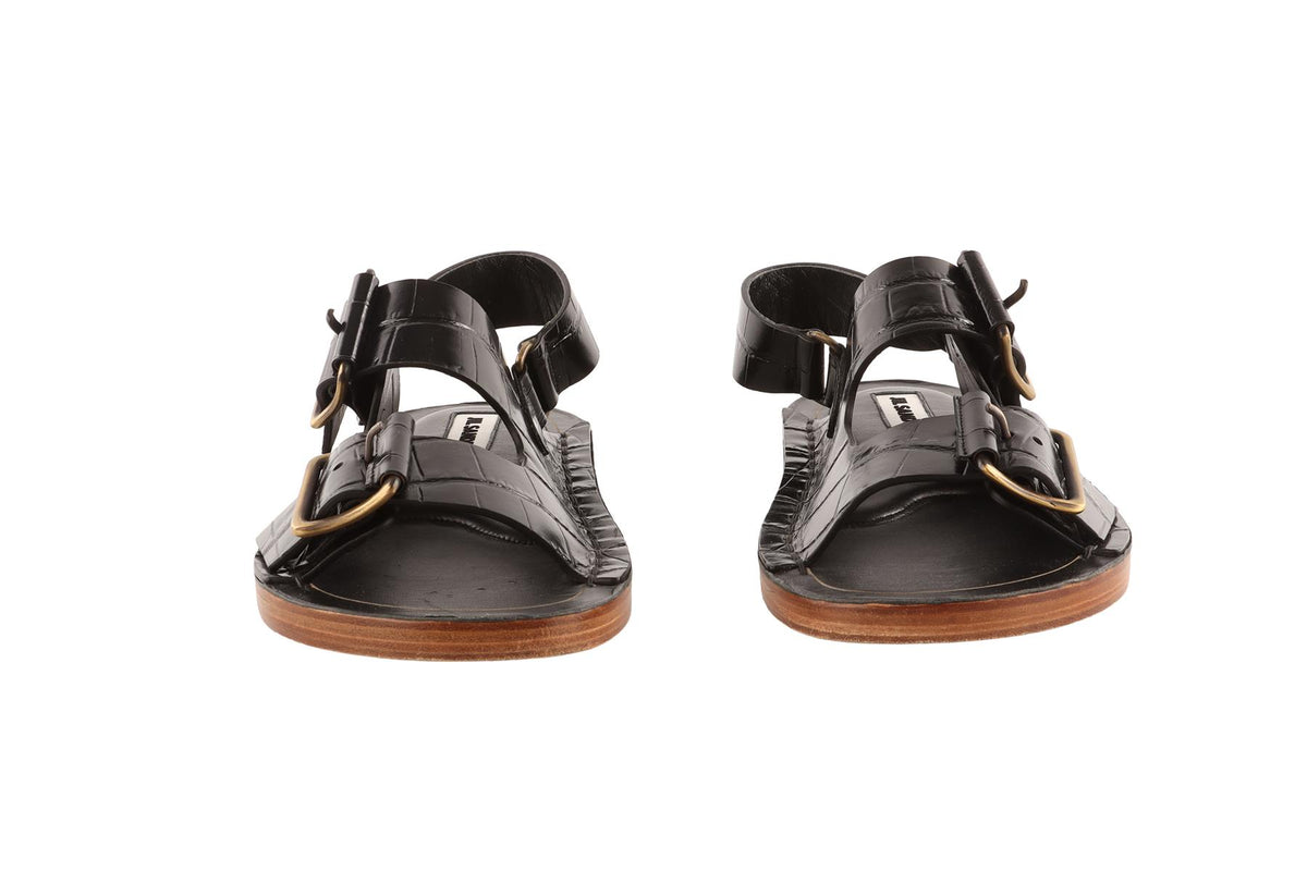 JIL SANDER BLACK LEATHER SANDALS EU 38 UK 5 US 8