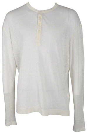 MASSIMO ALBA CREAM MEN'S LINEN TOP MEDIUM