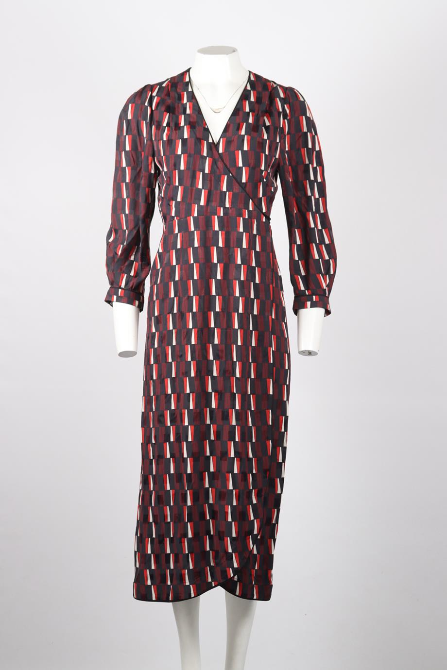 CEFINN PRINTED SATIN MAXI WRAP DRESS UK 10