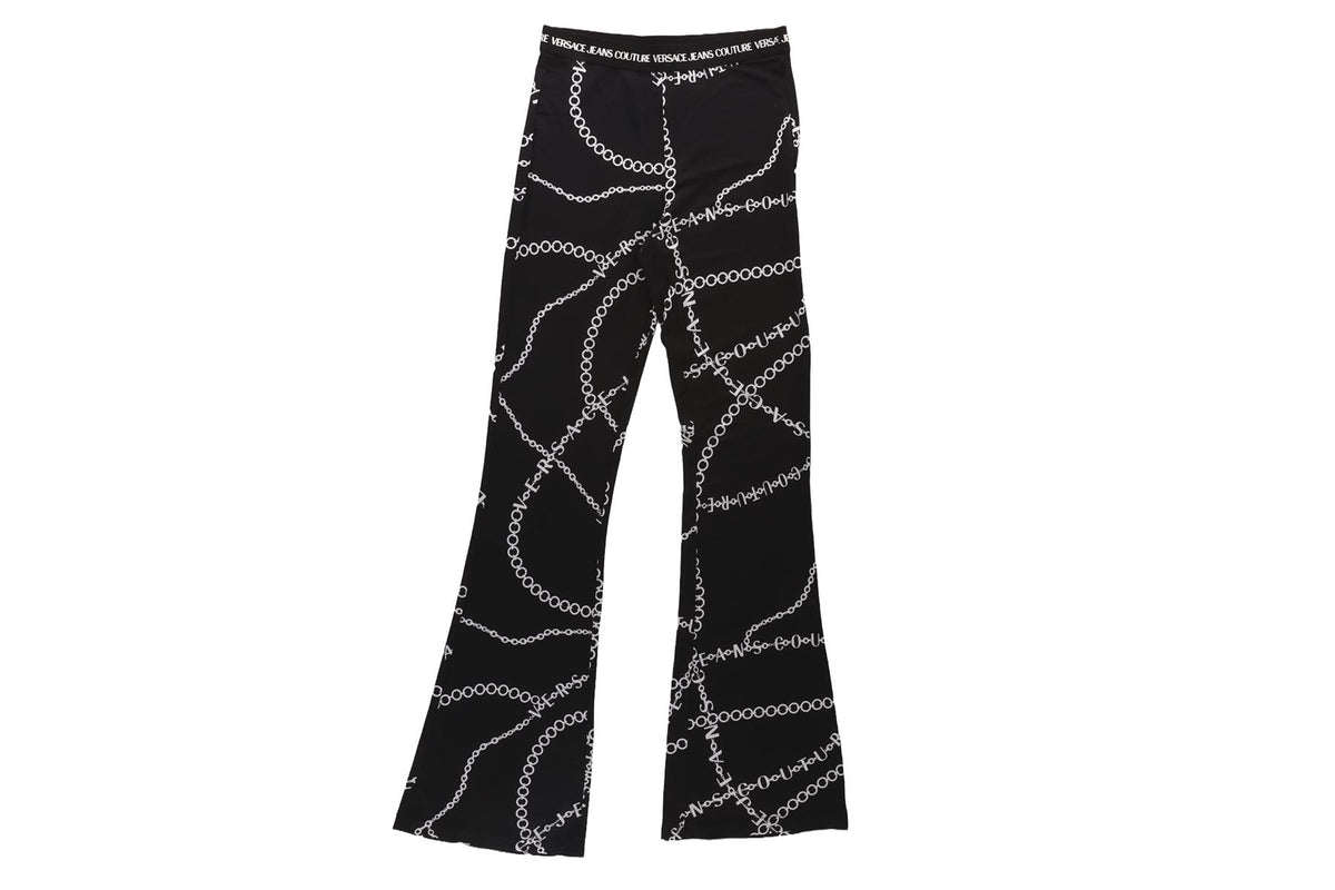 VERSACE JEANS COUTURE BLACK JERSEY FLARED PANTS IT 40 UK 8