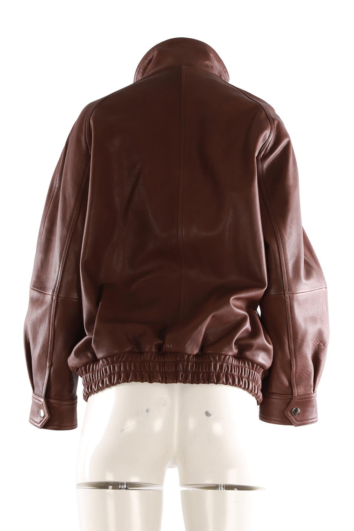 NOUR HAMMOUR BROWN LEATHER JACKET