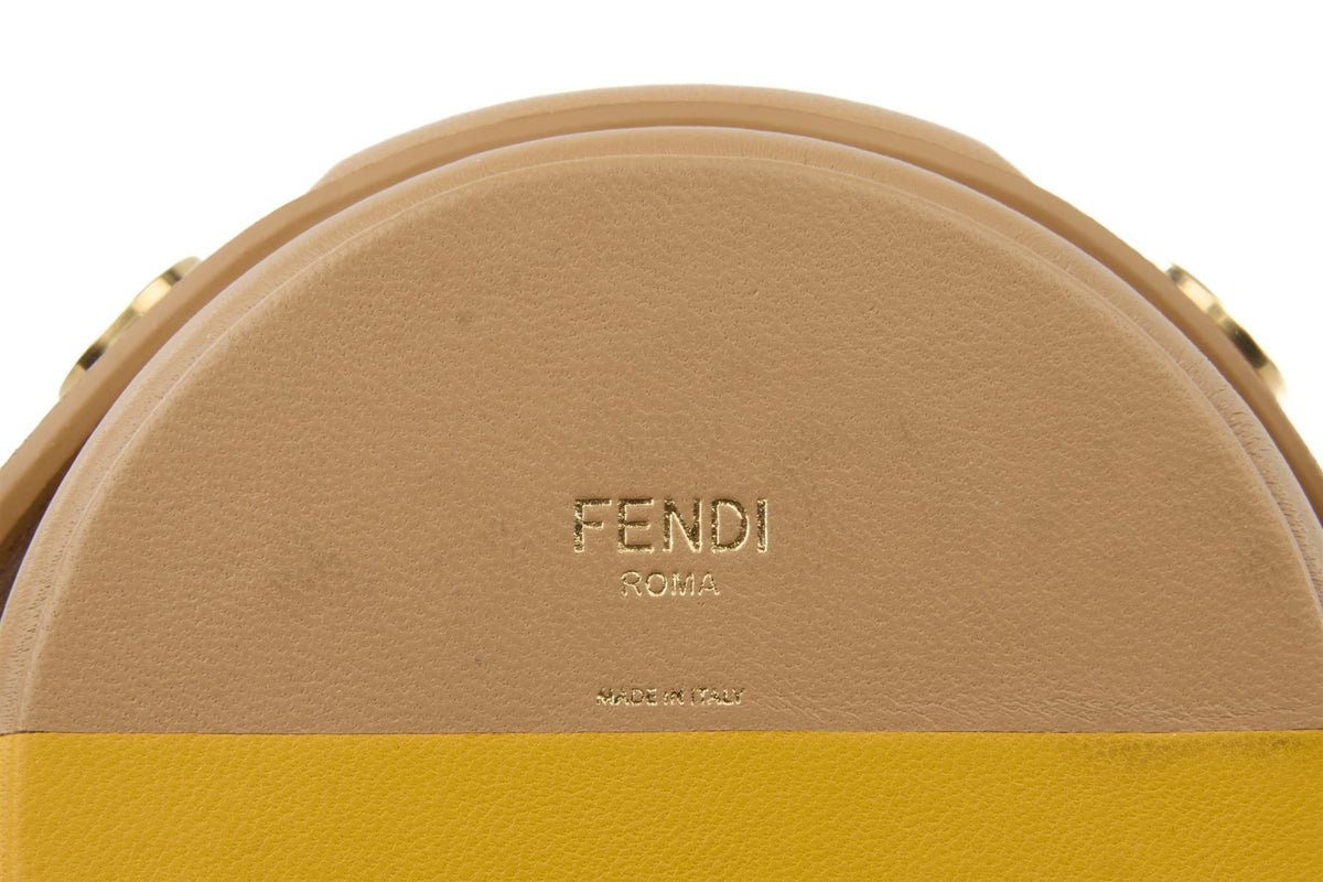 FENDI YELLOW O'LOCK OVAL LEATHER TRINKET BOX
