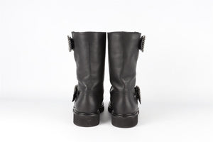 ROGER VIVIER BLACK CRYSTAL AND LEATHER BOOTS EU 40 UK 7 US 10