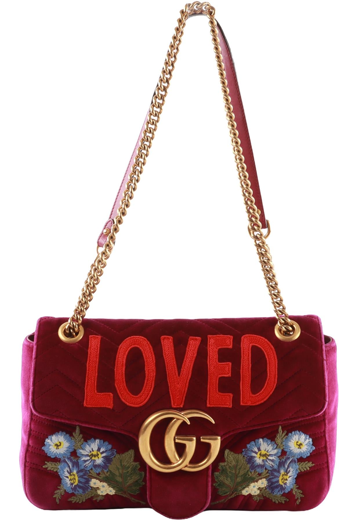 PURPLE MARMONT LARGE QUILTED VELVET SHOULDER BAG