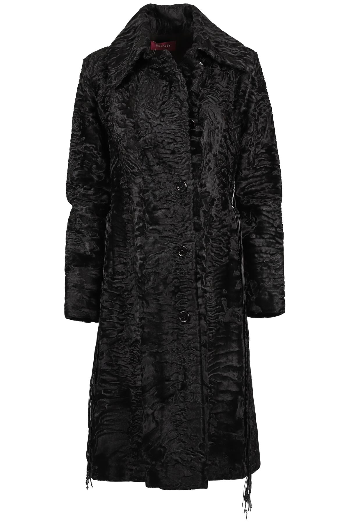 HOCKLEY BLACK PERSIAN FUR COAT FR 42 UK 14