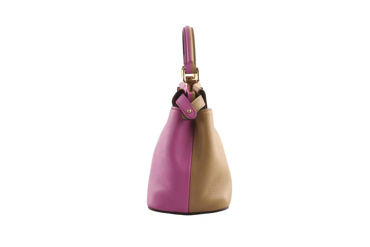 FENDI PINK PEEKABOO MINI BICOLOR LEATHER TOTE BAG