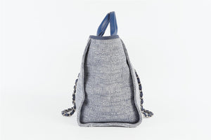 CHANEL BLUE 2018 DEAUVILLE MEDIUM FABRIC TOTE BAG