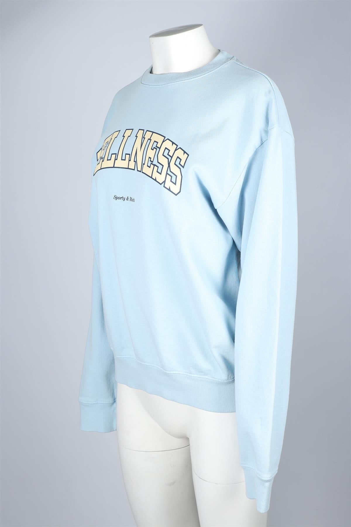 SPORTY & RICH BLUE COTTON SWEATSHIRT SMALL