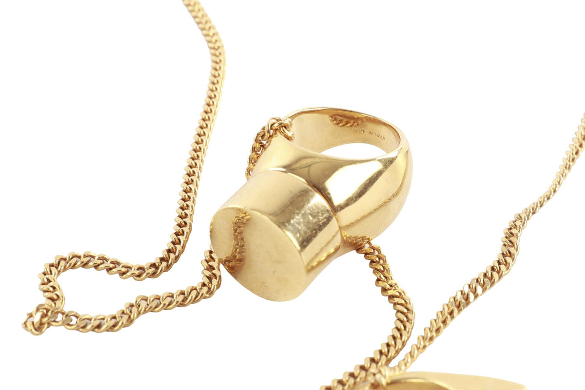 CHLOÉ GOLD RING GOLD TONE CHAIN NECKLACE