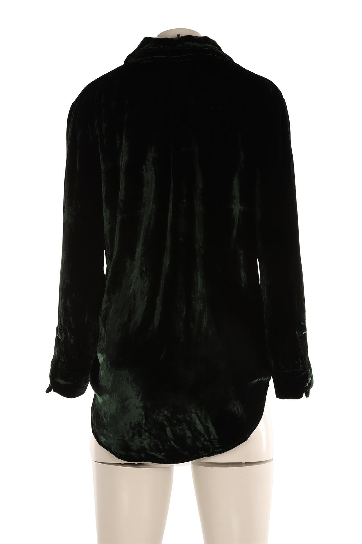 ASCENO GREEN VELVET SHIRT XSMALL