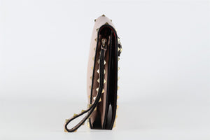 VALENTINO GARAVANI PINK ROCKSTUD LEATHER CLUTCH
