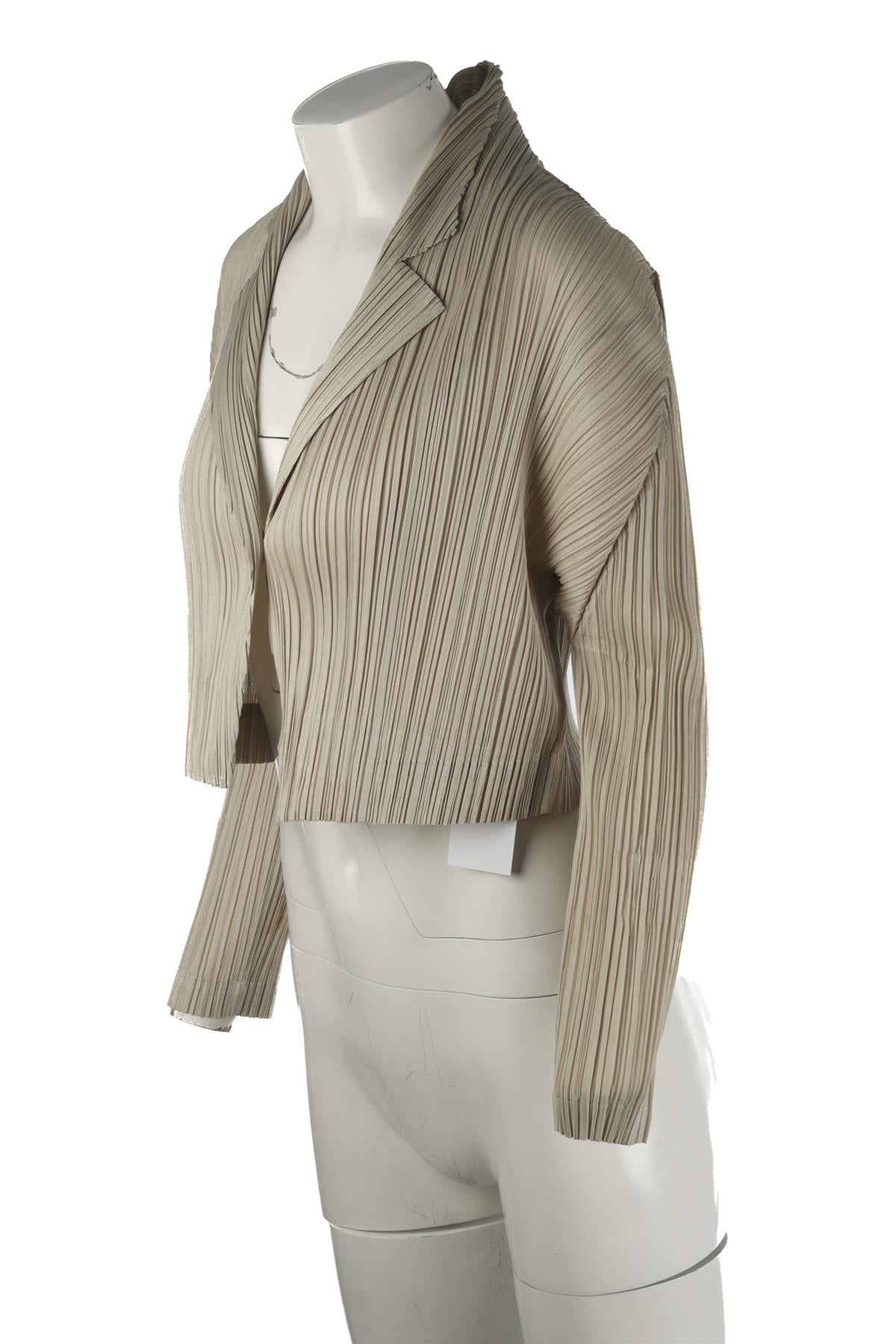 PLEATS PLEASE ISSEY MIYAKE BEIGE JACKET JP 3 UK 8