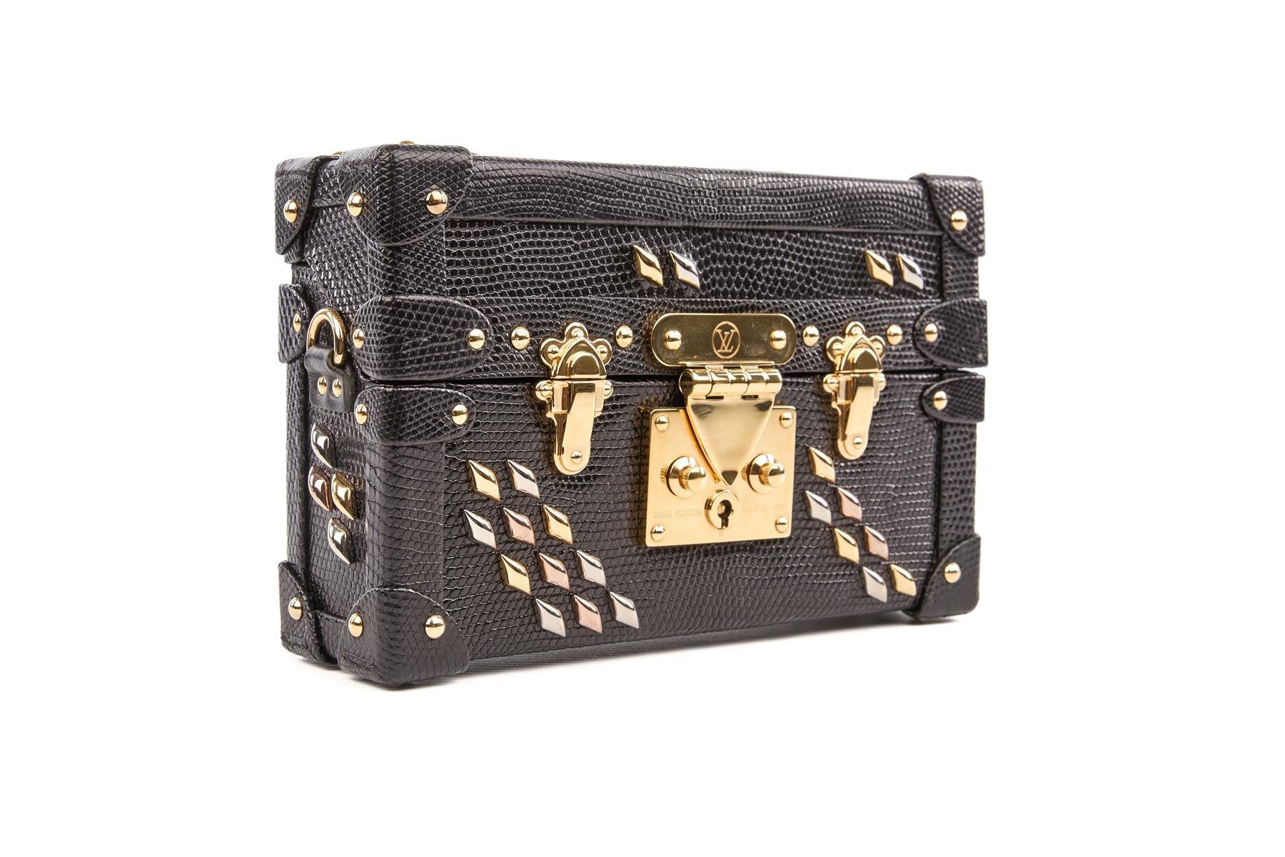 LOUIS VUITTON BLACK 2016 PETITE MALLE LEATHER CLUTCH