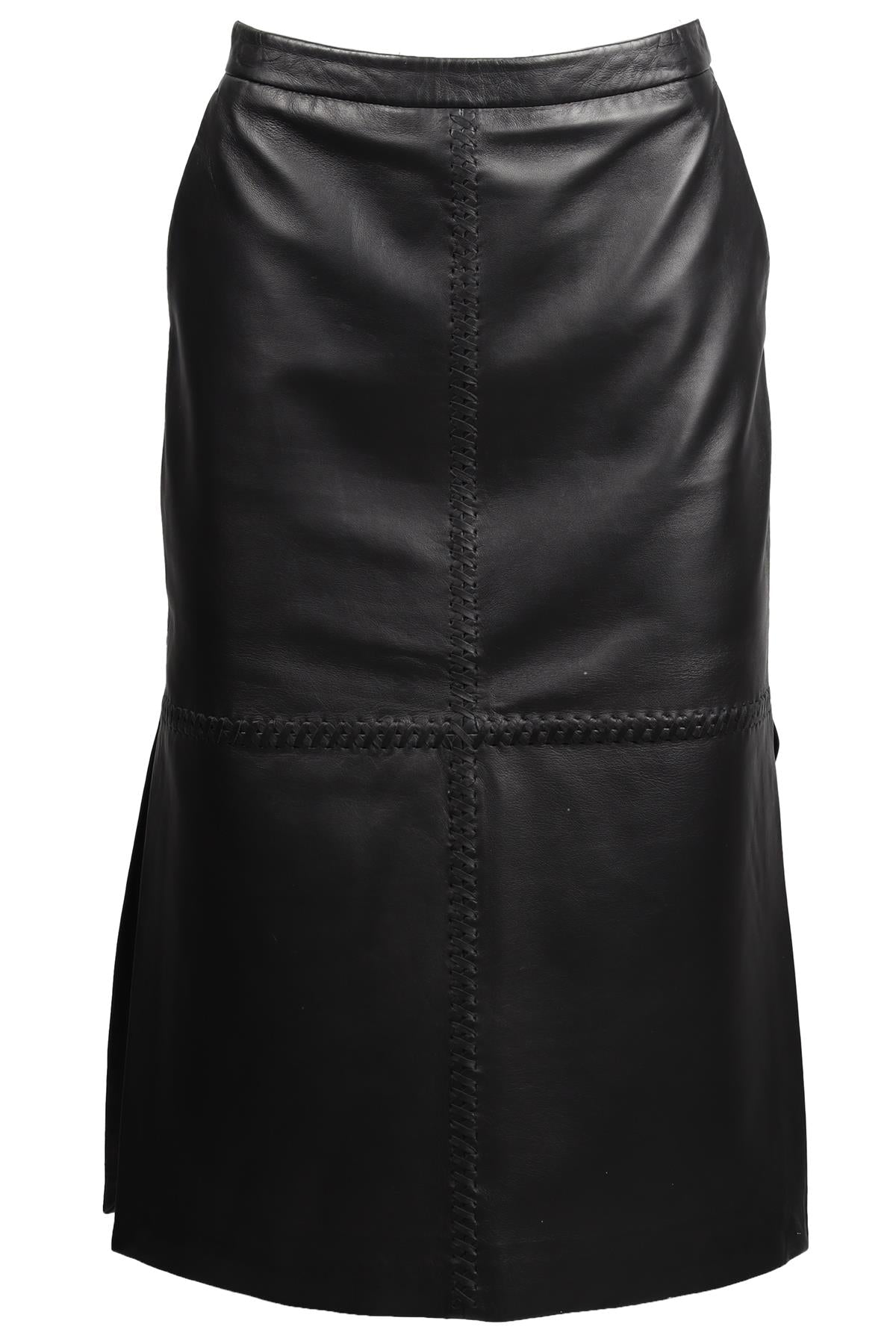 ALTUZARRA BLACK LEATHER MAXI SKIRT FR 38 UK 10