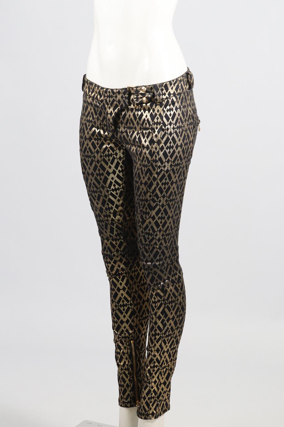 BALMAIN LOW RISE COTTON BLEND SKINNY PANTS FR 38 UK 10