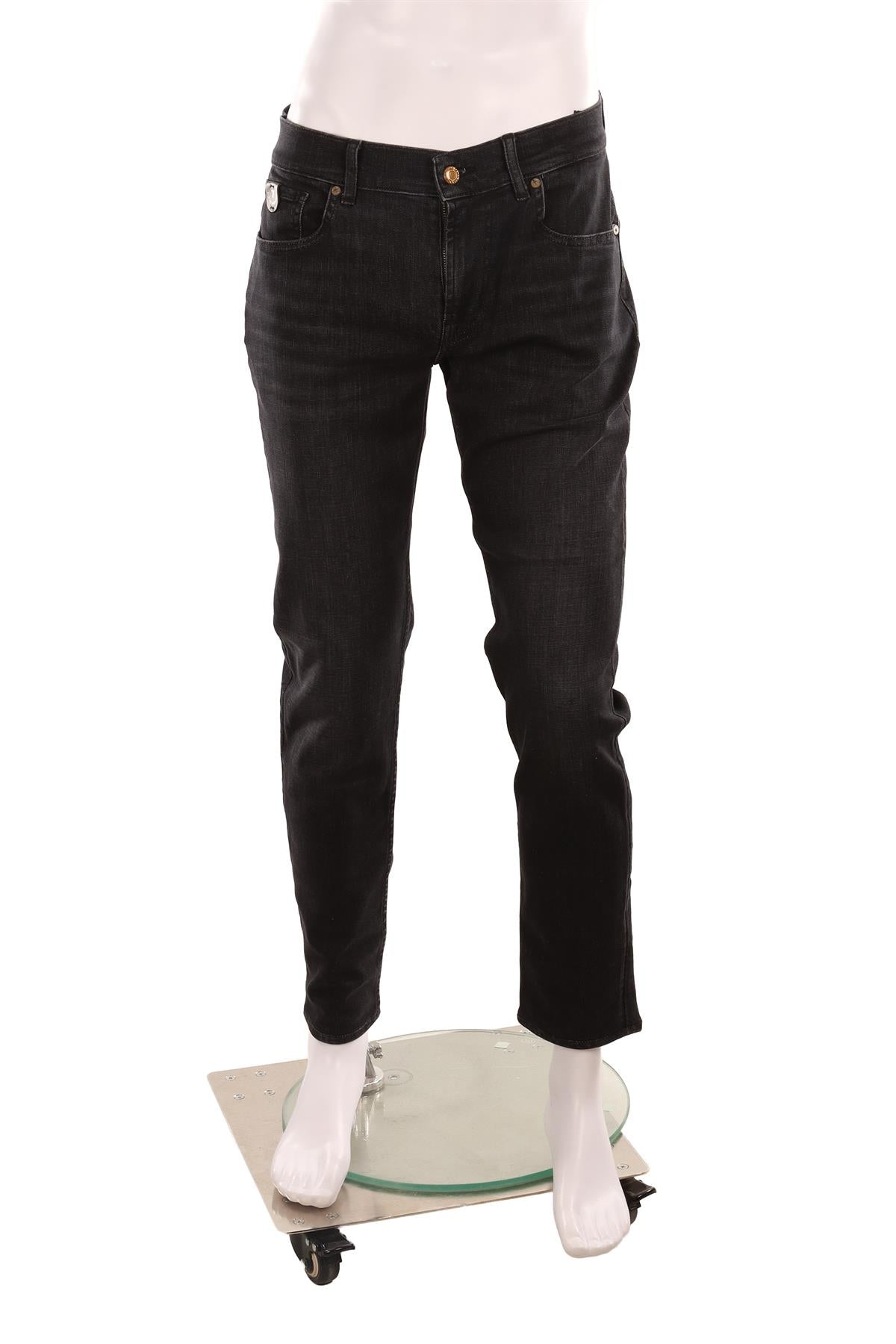 7 FOR ALL MANKIND BLACK TAPERED LEG JEANS UK 32