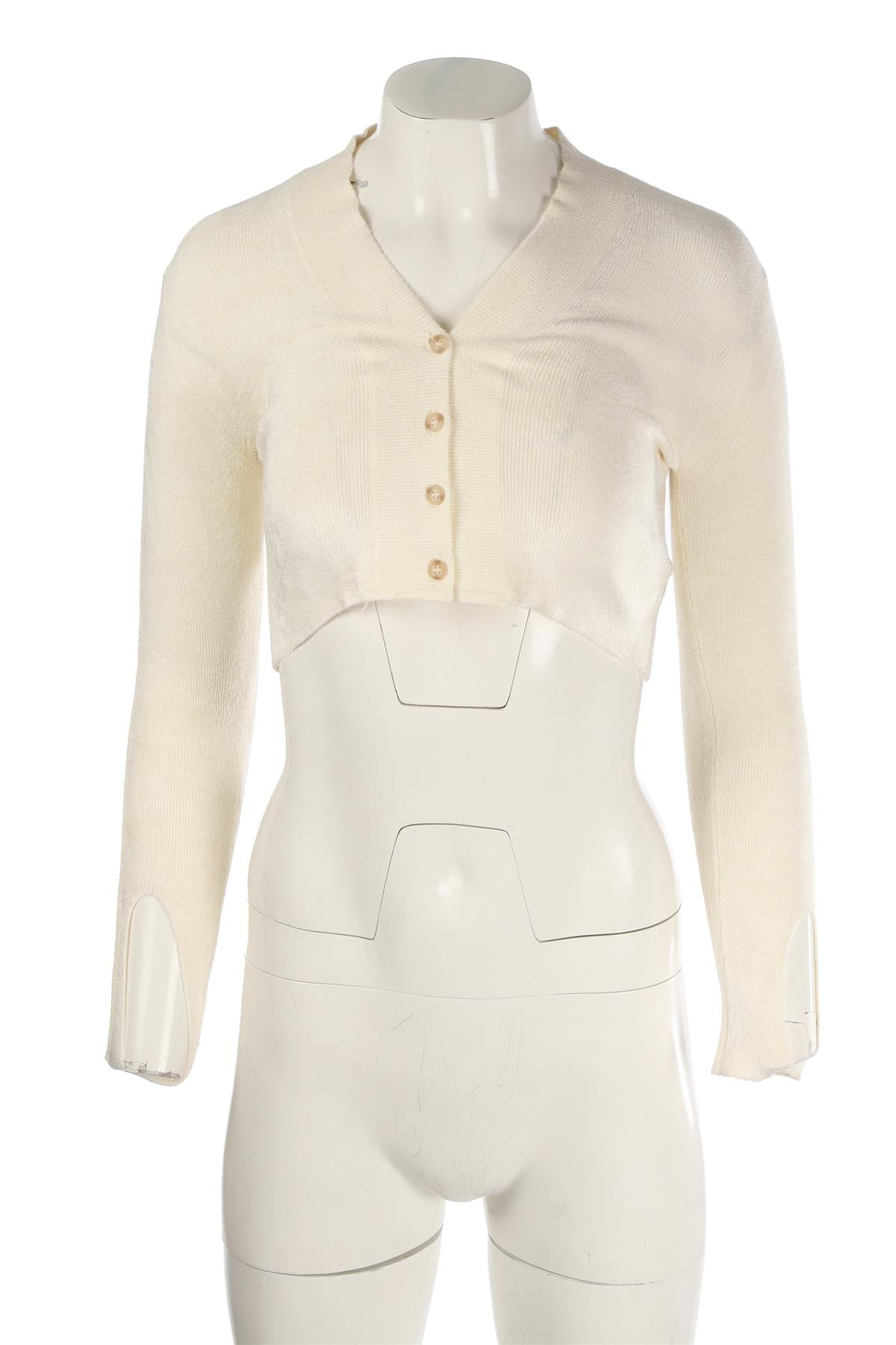 JACQUEMUS CREAM KNIT CARDIGAN FR 36 UK 8