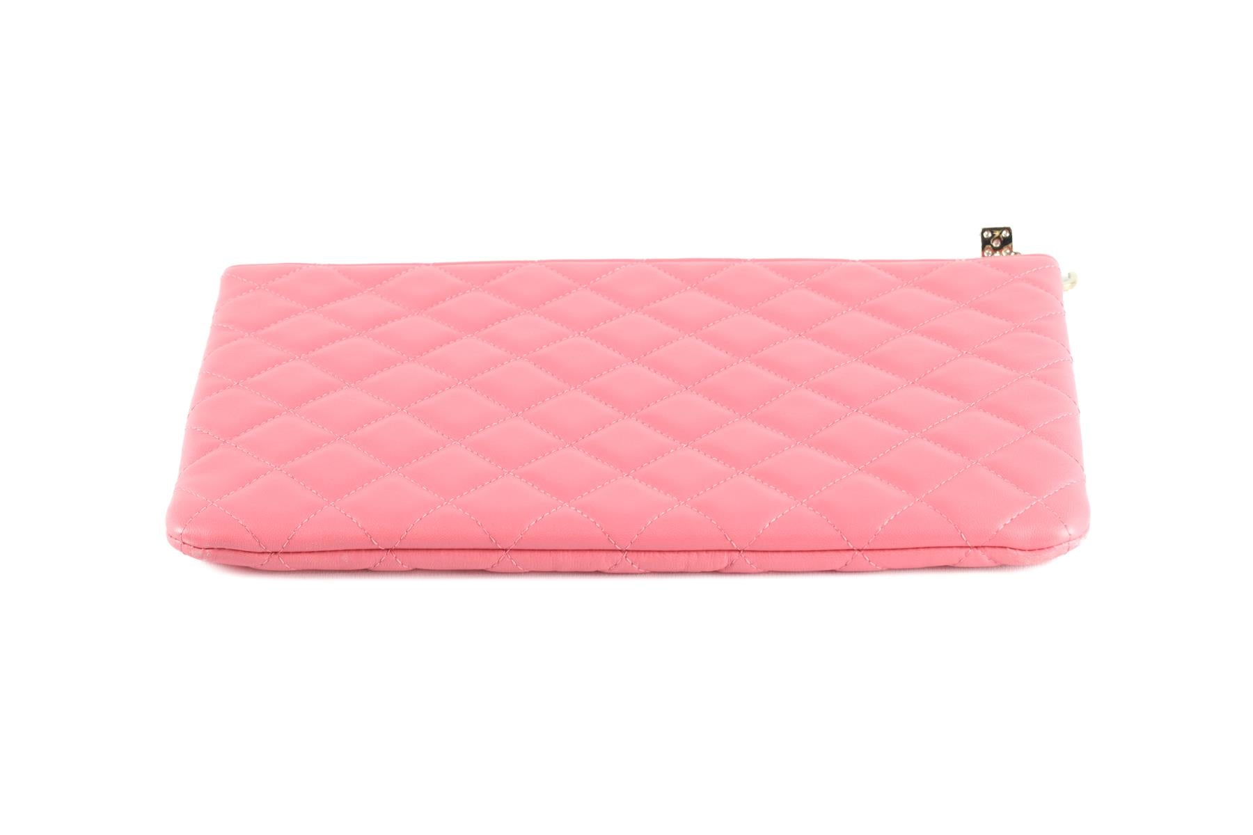 CHANEL PINK 2016 O-CASE MEDIUM CLUTCH BAG