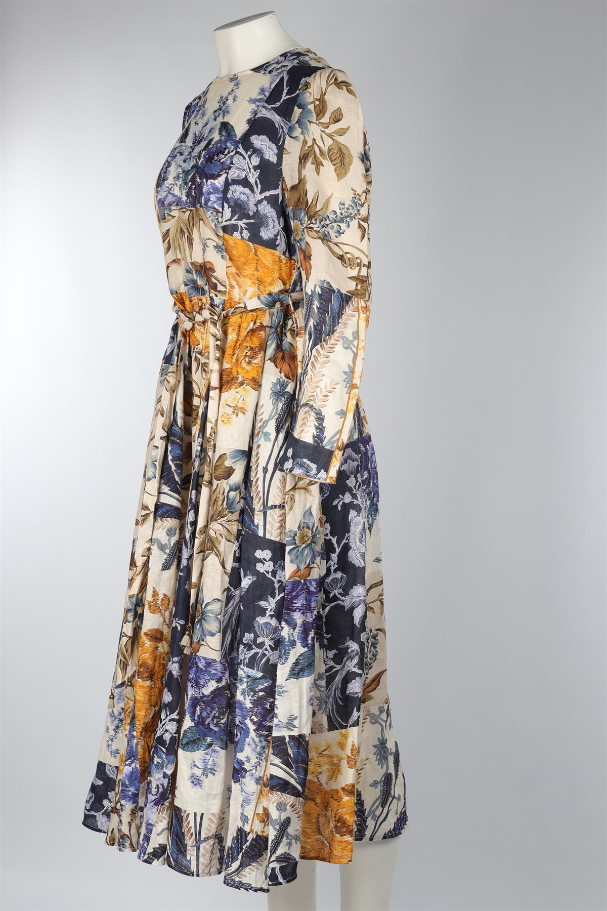 ZIMMERMANN BLUE LINEN MAXI DRESS 4 UK 16